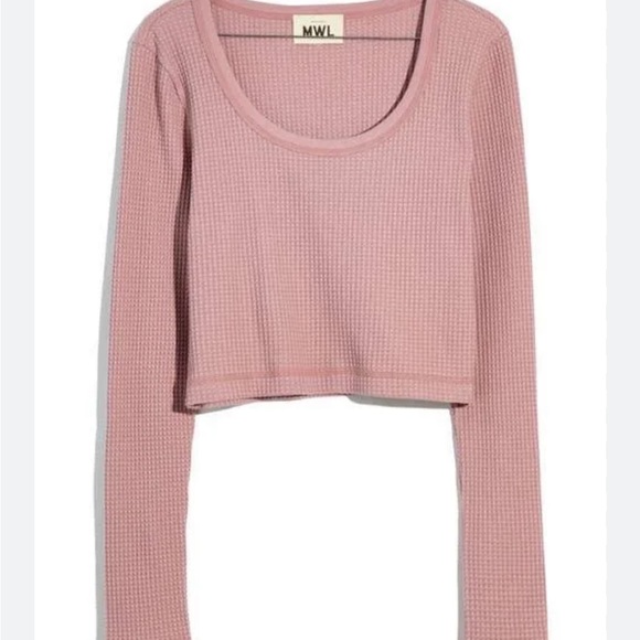 Madewell MWL Waffle Long-Sleeve Crop Tee, size small NWT - Picture 2 of 4